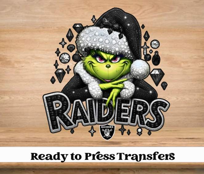 Faux Glitter Grinch Football DTF Transfer