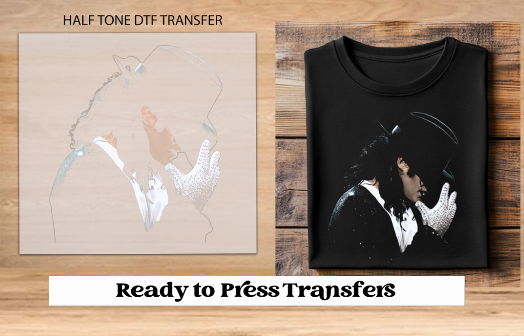 MJ Half Tone DTF Transfer (Press on Black)