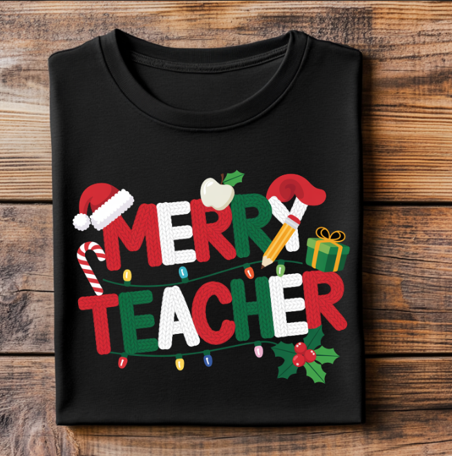 Merry Teacher DTF Transfer