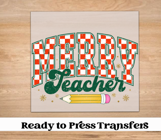 Merry Teacher Christmas DTF Transfer