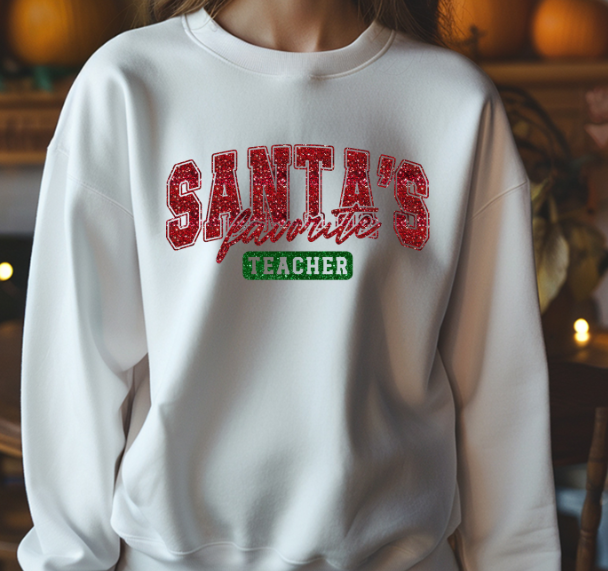 Santa's Favorite Teacher Christmas DTF Transfer