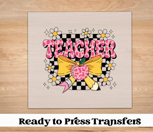 Pink Cheetah Teacher DTF Transfer