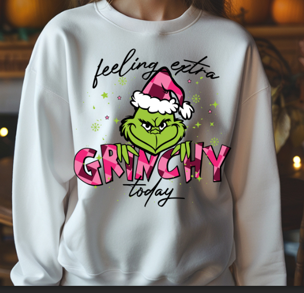 Pink Feelin Extra Grinchy Today Christmas DTF Transfer