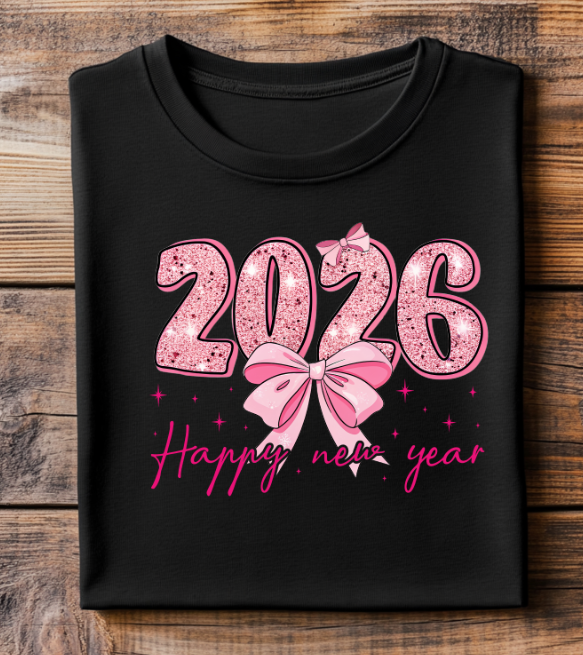 Happy New Year Pink 2026 DTF Transfer