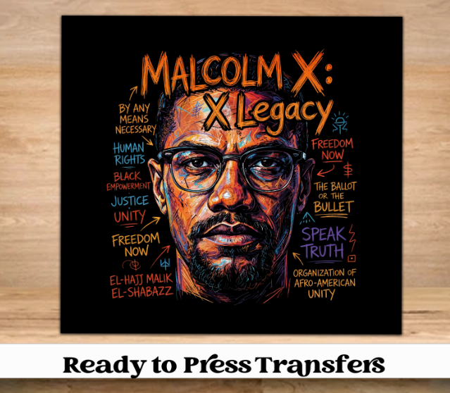 Malcolm Legacy Black History DTF Transfer