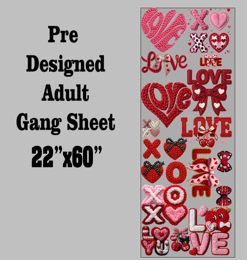 Faux Yarn Valentine DTF Gang Sheet