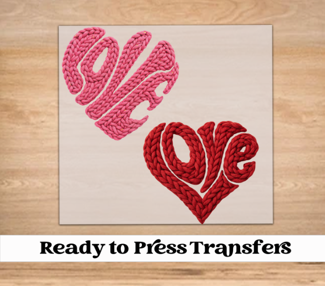 Faux Yarn Heart Valentine DTF Transfer