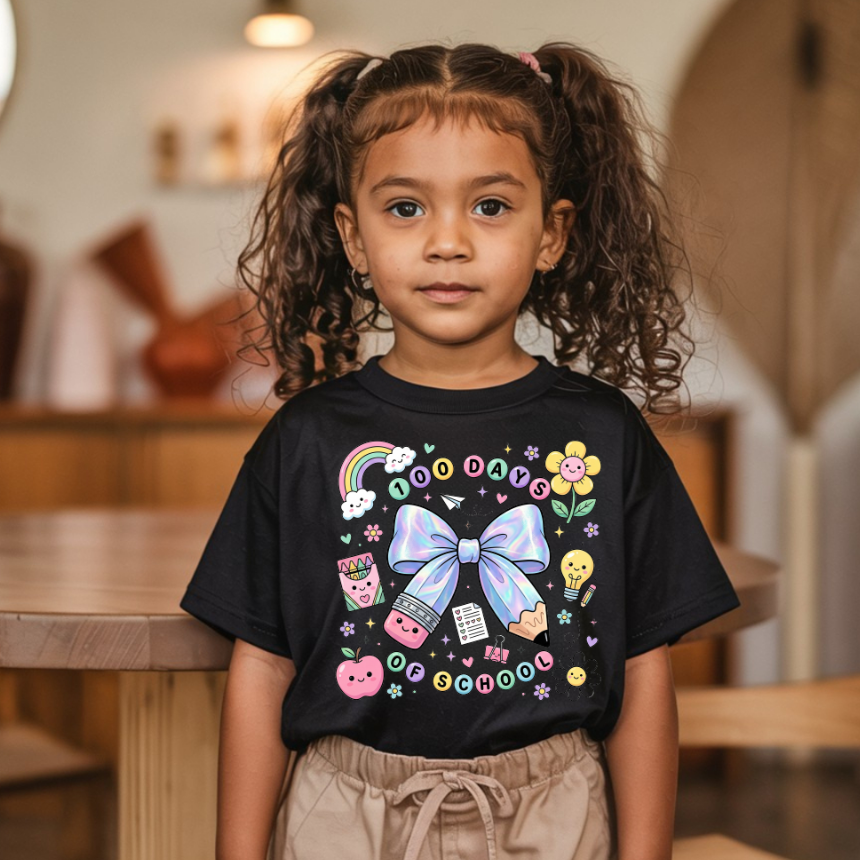 100 Days of School Bow DTF Transfer