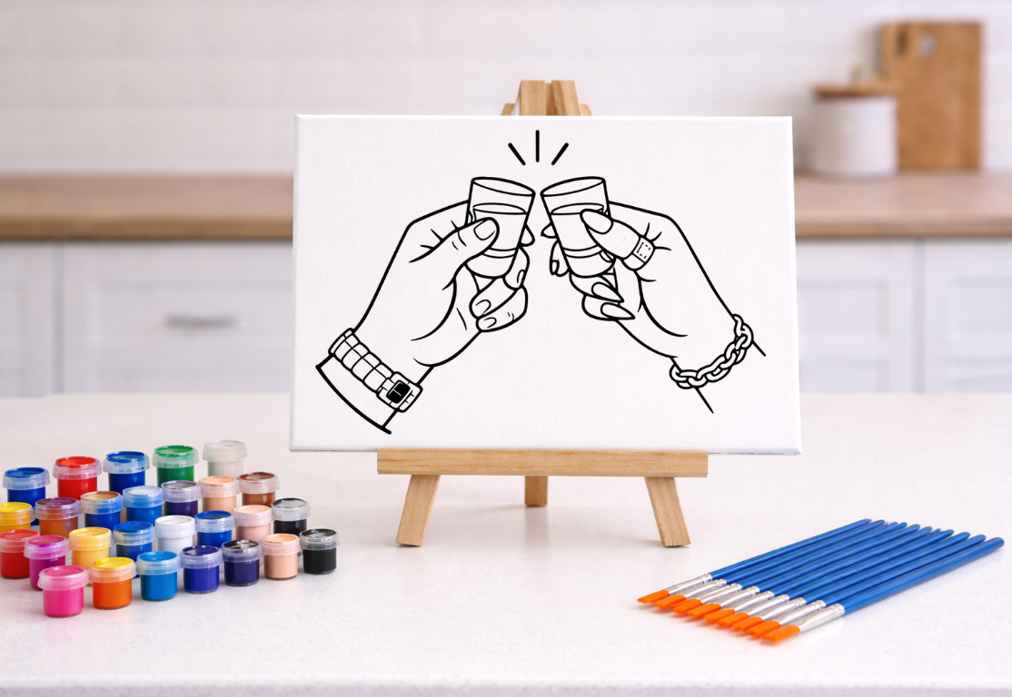 Cheers Couple - Pre-Sketched Canvas