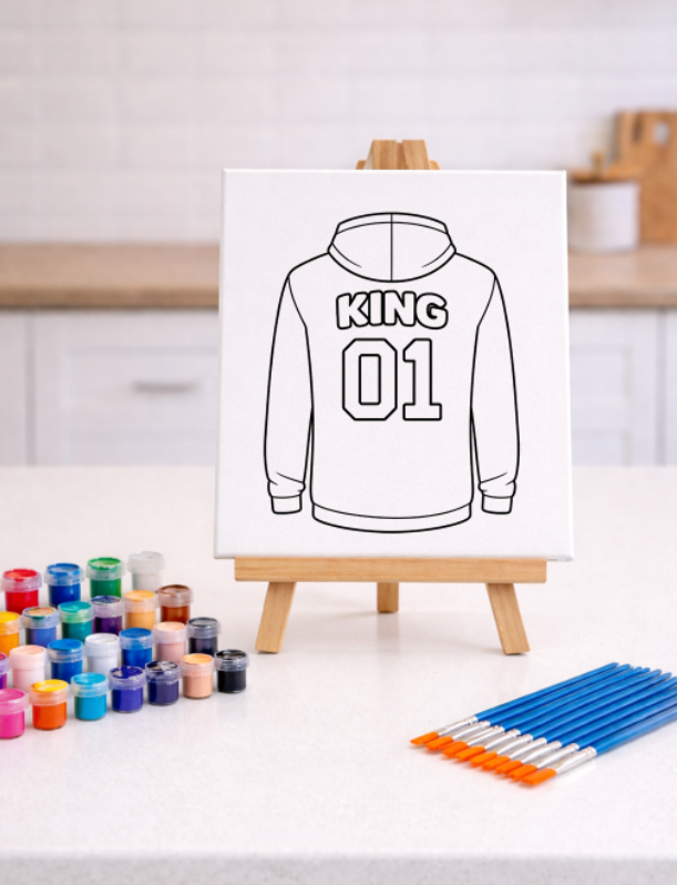 King And Queen Hoodie Valentine's Day - Pre-Sketched Canvas