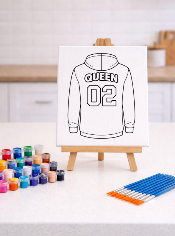 King And Queen Hoodie Valentine's Day - Pre-Sketched Canvas