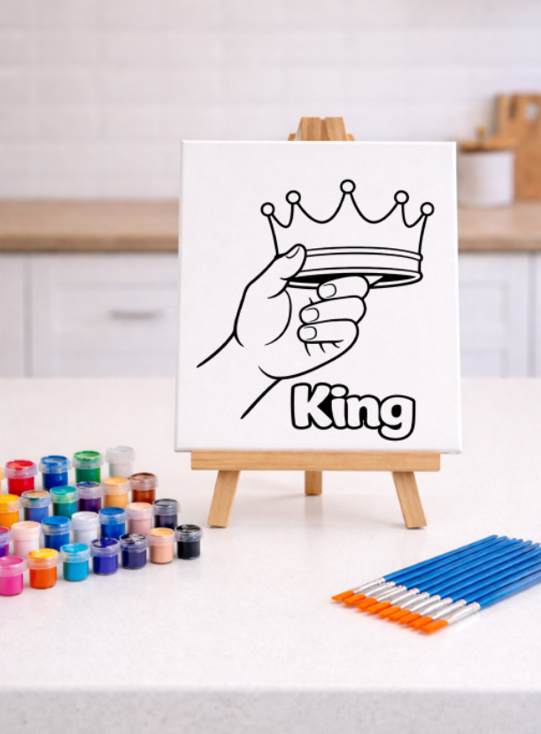 King And Queen Crown Valentine's Day - Pre-Sketched Canvas