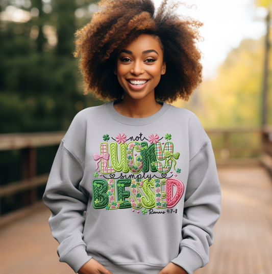 Faux Yarn Not Lucky Simply Blessed St Patrick's DTF Transfer