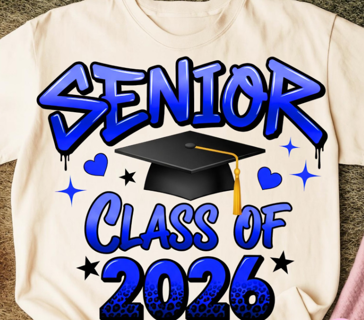 Graffiti Graduation Cap Leopard Print Senior 2026 DTF Transfer