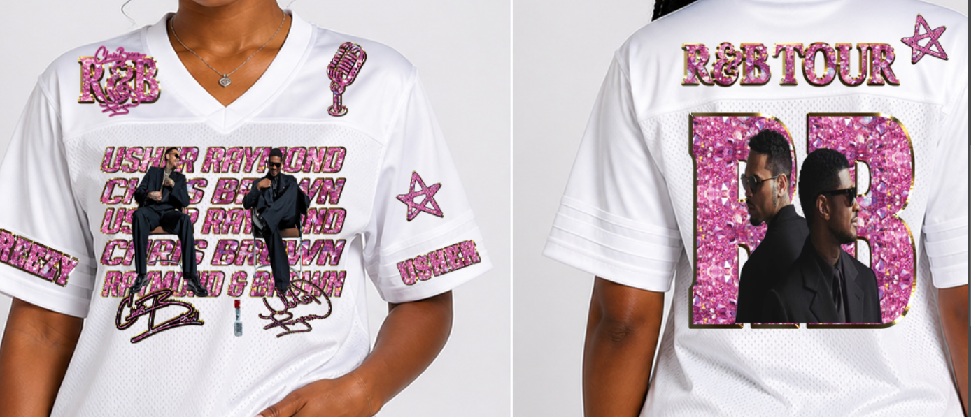 Pink/Gold Faux Diamond R & B Tour DTF Transfer Sheet (Make My Own Jersey)