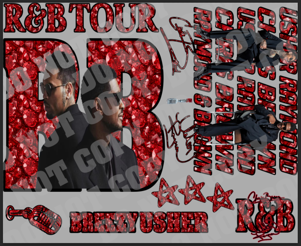 Red Faux Diamond R & B Tour DTF Transfer Sheet (Make My Own Jersey)