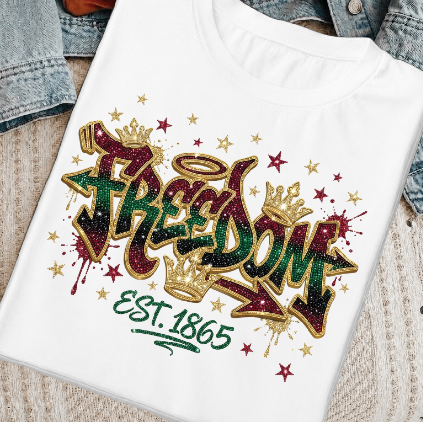 Freedom Juneteenth Bling DTF Transfer