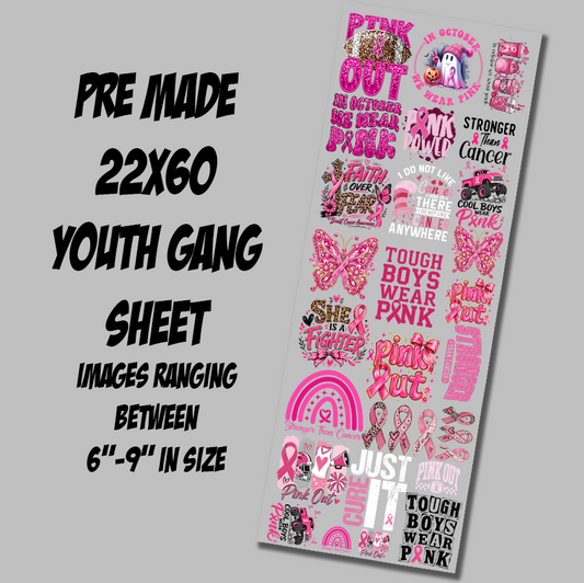 Youth Breast Cancer Awareness DTF Gang Sheet