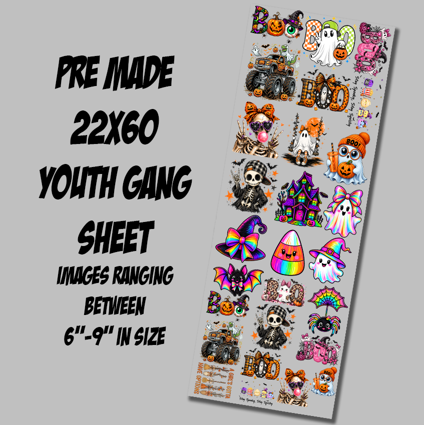 Youth Halloween Boo DTF Gang Sheet