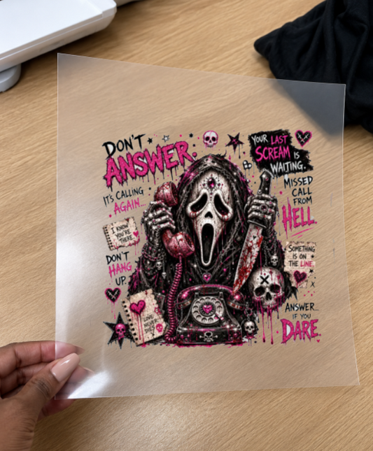 Pink Halloween Horror DTF Transfer