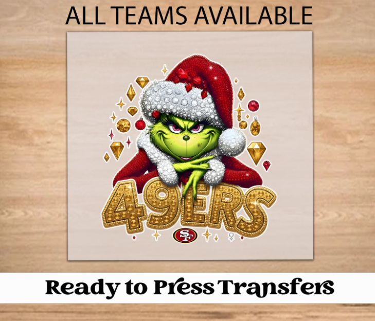 Faux Glitter Grinch Football DTF Transfer