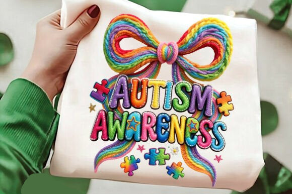 Yarn Coquette Bow Autism Awareness DTF Transfer