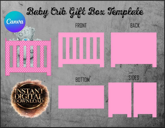Baby Crib Gift Box Canva Template: DIY Box, Editable Canva Frame (Digital Download)